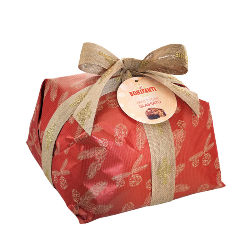 Panettone Bonifanti - Glassato alle Nocciole e Mandorle - Incartato a Mano Retro' - 1 Kg