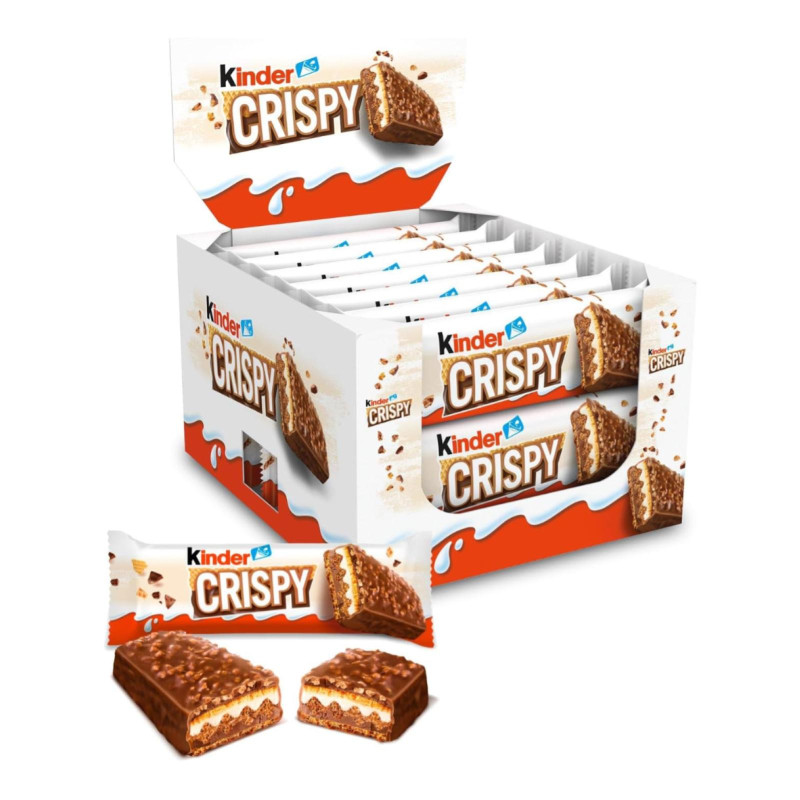 Expo Kinder Crispy - Wafer Croccante Farcitura Nocciola Copertura Granella Biscotto - 14 x 34 g