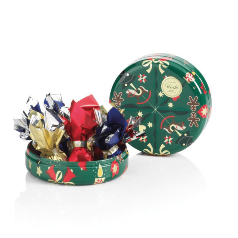 Cofanetto Latta Venchi - Praline Comete Assortite - Alice Bureau - Lattina Tonda - 86 g