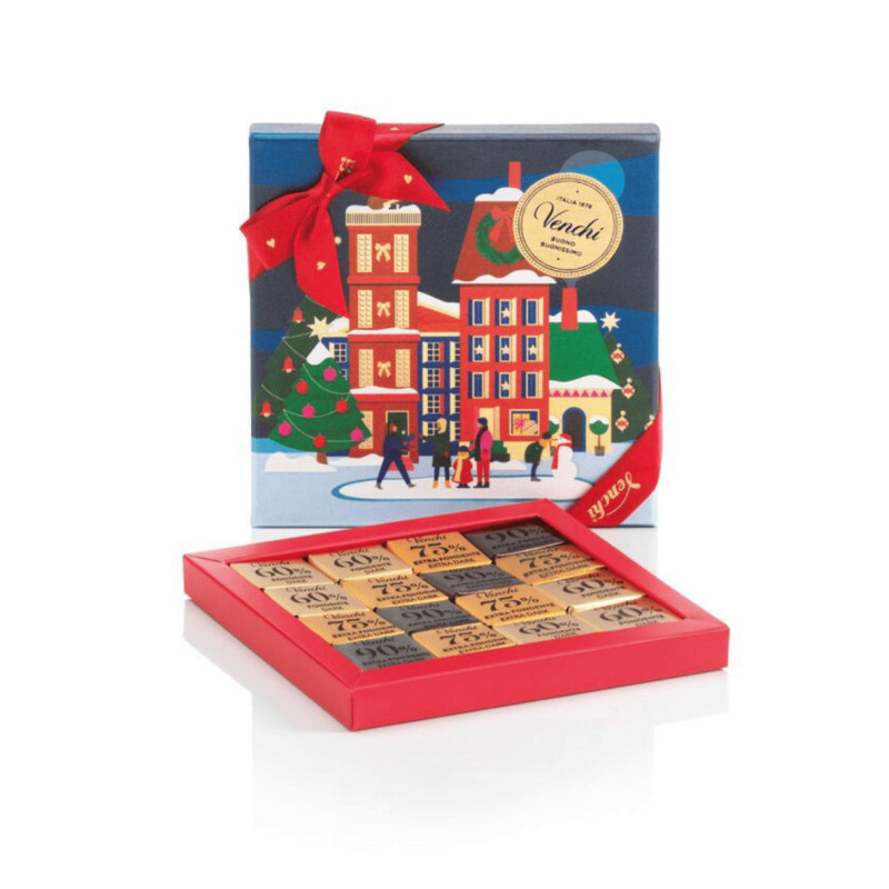 Cioccolatini Venchi - Confezione Regalo - Piastrella con Mini Blend Natale Alice - Assortiti - 47 g