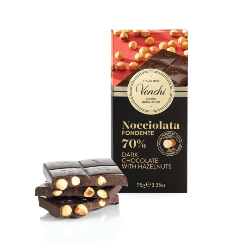 Tavoletta Venchi - Nocciolata Extra Fondente 70% - Cioccolato Fondente e Nocciole - 95 g