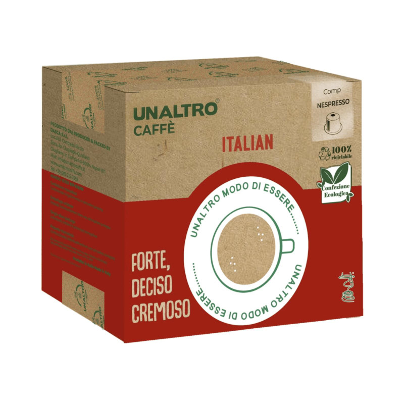 Caffè Unaltro - Italian - Capsule Compatibili Nespresso - Forte, Deciso e Cremoso - 50 Pezzi 
